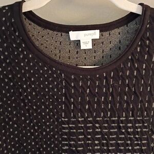 PureJill Black Sweater with Gray Stitching